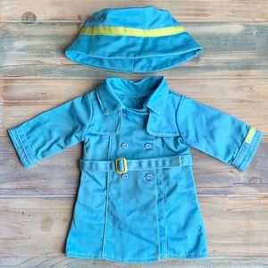 American Girl Doll Raincoat Boots Set Blue Green